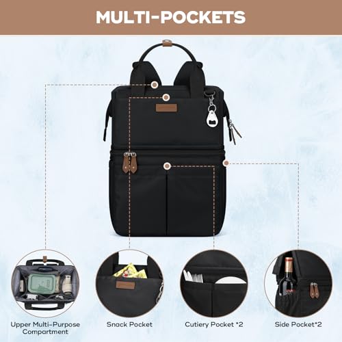 Maelstrom Cooler Backpack, 36 Cans Insulated Backpack Cooler, Soft Leakproof Double Deck Cooler Bag, Lightweight Lunch Bac...