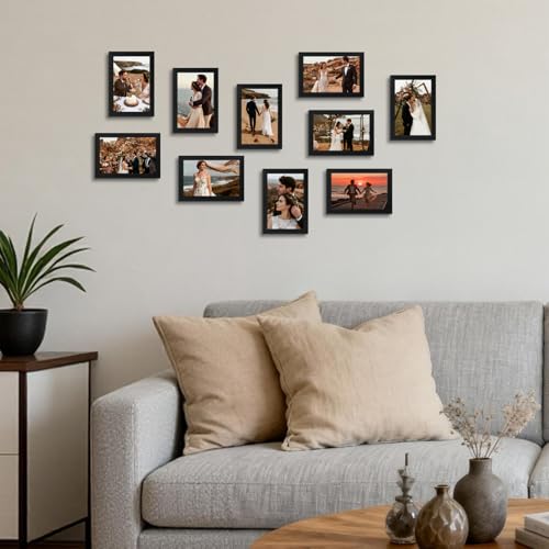 Wtrgas 4x6 Picture Frames Set of 10 for Displaying 4 x 6 Photos, Multi 4x6 Frames Collage for Wall or Tabletop, Horizontal...