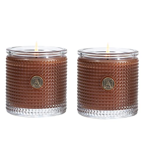 Aromatique Cinnamon Cider Textured Glass Candle Set of 2 6oz - Decorative Home Fragrance Aromatherapy Long Lasting Room Ai...