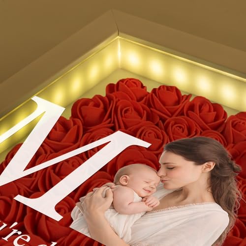 Personalized Photo Mom We Love You Flower Shadow Box with LED Light, Mothers Day Display Case Shadow Box Frame with Name f...