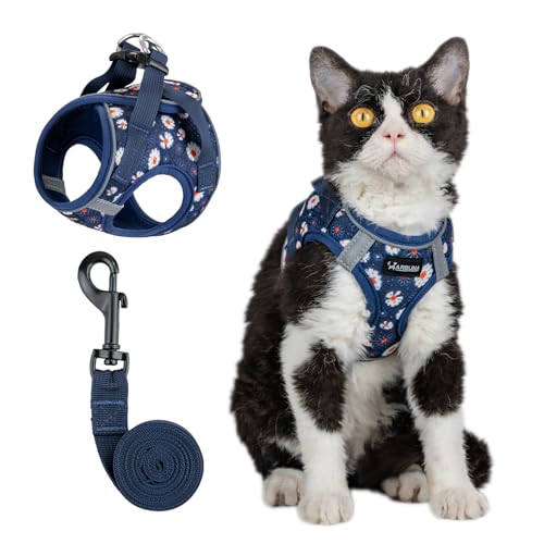 Arblina Soft Mesh Cat Harness and Leash Set for Walking,Escape Proof No Choke Step in Kitten Vest Harness,Reflective Ajust...
