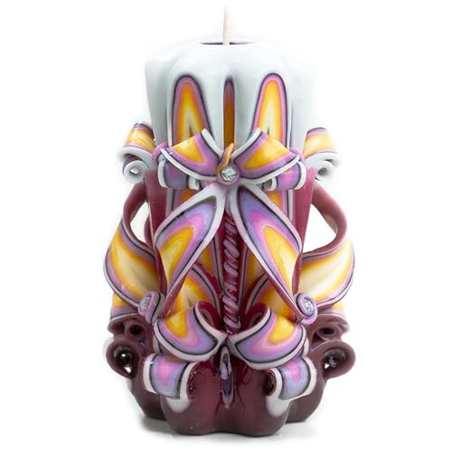 Carved Candle Artisan, Handcrafted Decorative Dipped, Home Decor, Fancy Unique Birthday Gift, New Year, Large, Thanksgivin...