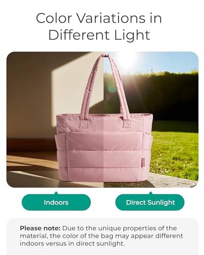BAGSMART Tote Bag for Women, Lightweight Puffy Tote Bag with Compartments Shoulder Bag Handbag for Travel, Work, Gym | Lig...