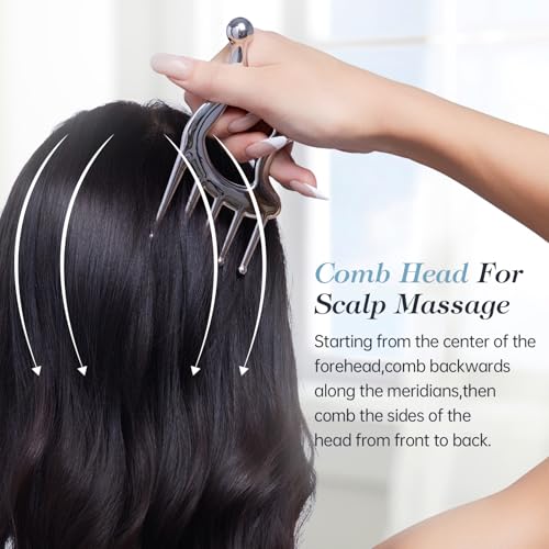 Gua Sha Tool with Handle,5in1 Scalp Massage Tool for Head&Face&Body, Protable Scalp Comb Guasha for Deep Relaxation and Re...