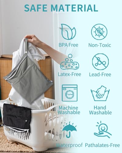 babygoal Wet Dry Bags 3 Pack, Waterproof Reusable Travel Bags for Swimsuits, Baby Cloth Diapers, Beach, Pool, Gym Bag & We...