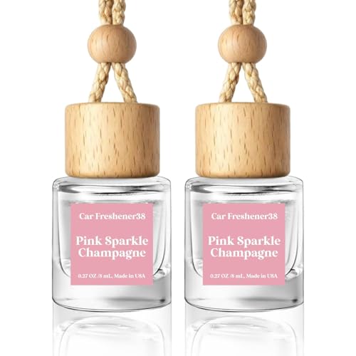 HoogaLife Car Air Freshener Diffuser 2 Pack Hanging Air Freshener Diffuser - Pink Sparkle Champagne Fragrance Oil Air Diff...