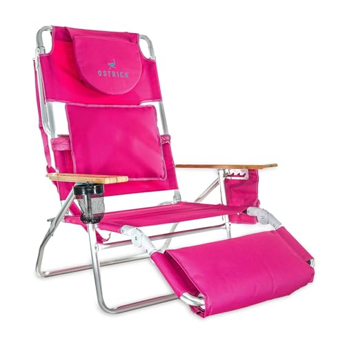 Ostrich the Deluxe 3N1 Lightweight Lawn Beach Reclining Lounge Chair with Footrest, Outdoor Furniture for Patio, Balcony, ...