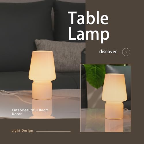 SUREYOND Mushroom Lamp,Mother's Day Gifts,Small Table Lamp,Cute Nightstand Kitchen Mini Lamp,Glass Table Lamp,Suitable for...