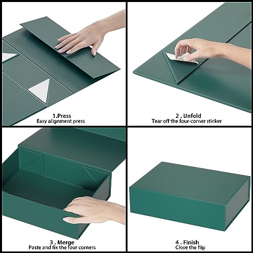 Green Gift Box 11.9" x 8.5" x 3.3" with Magnetic Closure Lid Gifts Boxe for Presents,Bridesmaid Gift Boxes,Cute Box,Birthd...