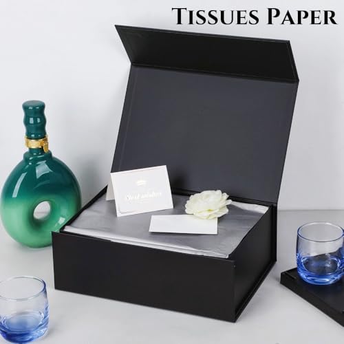 UoeRing 1 Pcs Black Gift Box 9.5x6x3 inch Small Luxury Gift Box for Presents with Magnetic Lid Collapsible,Birthday,Christ...
