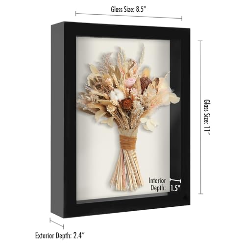 Americanflat 8.5x11 Shadow Box Frame with Shatter-Resistant Glass - Silhouette Collection - Large Shadow Box Display Case ...