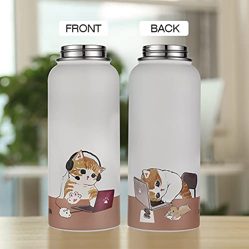 Funkrin Insulated Water Bottle with Straw Lid & Spout Lid, 32oz Personalized Vacuum Stainless Steel Travel Mug, Leak Proof...