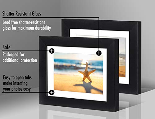 Americanflat 5x7 Picture Frame with Shatter-Resistant Glass - Set of 2 - Use as 4x6 Frame with Mat or Display 5x7 Photo Wi...