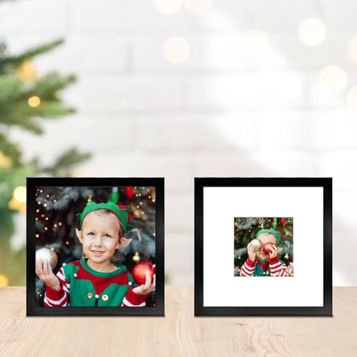 BSRHOME 12x12 Picture Frame Set of 9, Display Pictures 8x8 with Mat or 12x12 without Mat, Multi Collage Gallery Square Pho...