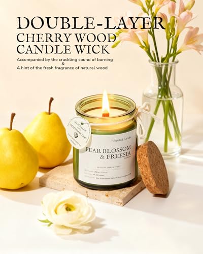 3 Pack Non-Toxic Soy Wax Scented Candles Gift Set for Women, 21.15oz Wooden Wick Candle for Home, 135H Long Burn Time, Aro...