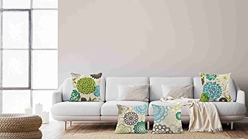 Taysta Set of 4 Linen Throw Pillow Cover Case Sparklers Floral Patterns Decorative Pillow Cases Covers Home Decor Square 2...