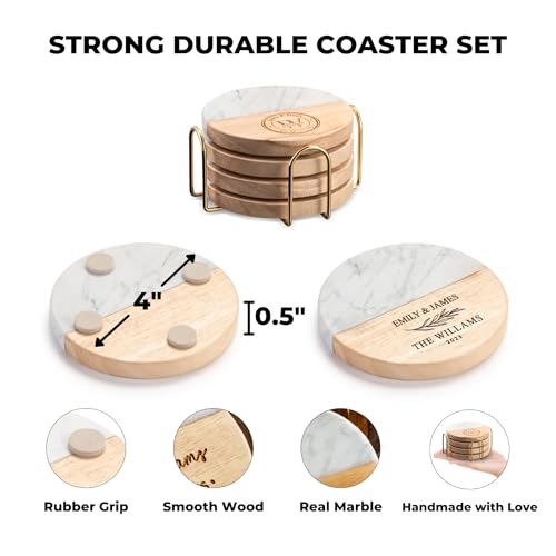 Personalized Coasters, Wedding Gift for Couple, Custom, Premium Craftsmanship Durability Tested, Custom Bar Coasters for D...