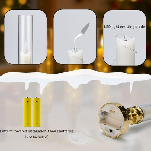 Prerish 6 PCS Flameless Candles with Timer, Flickering Flameless LED Pillar Candles for Romantic Ambiance with Embedded St...