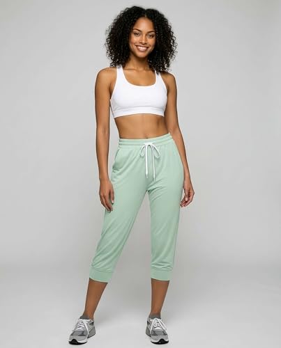 Real Essentials 3-Pack: Women's Ultra Soft Lounge Capri Joggers Sweatpants Athletic Yoga with Pockets(Available in Plus Size)