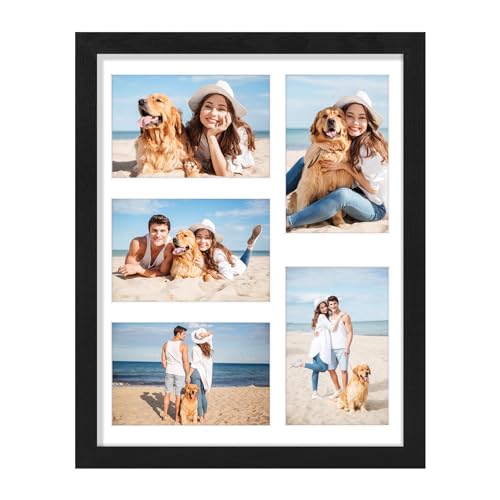 Vittanly 11x14 Collage Picture Frame, Displays 5Pcs 4x6 Pictures with Mat or 1Pcs 11x14 without Mat for Wall Mounting, Pic...