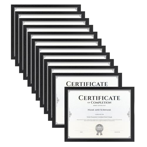 HORLIMER 8.5 x 11 Picture Frame Set of 12, Black Photo Frames 8.5 by 11 for Certificate Diploma Document, Wall Hanging or ...