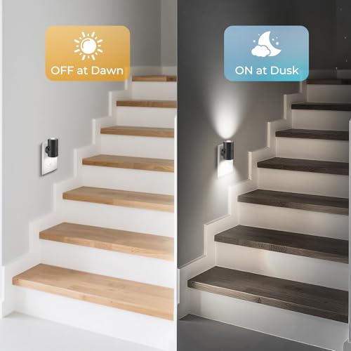 TSEXES LED Night Lights Plug into Wall,Dimmable Plug in Night Light,Dusk to Dawn,5000K Daylight,0-200LM Bright Nightlight ...
