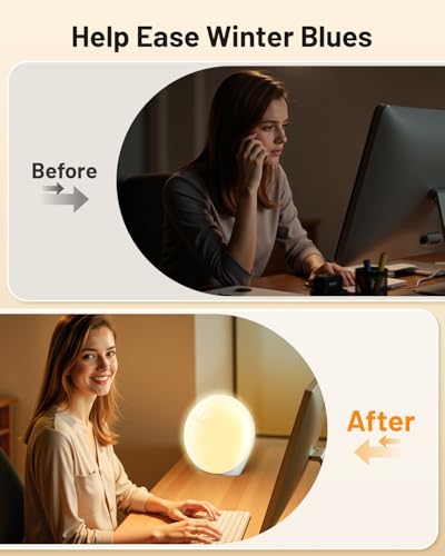 SUXIO Light Therapy Lamp - 10000 Lux Therapy Lights Lamp, 3 Timing & Mode Happy Lamp, Touch Control Sunlight Lamp with Mem...