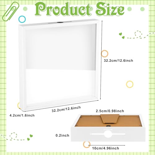 12x12 Traveler Adventure Shadow Box Frame Memory Box for Keepsakes Top Loading Shadow Keepsake Box with Slot for Concert T...