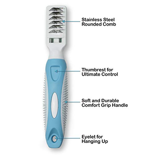 Pets First Professional Pet Mat Remover - Dematting Tool for Grooming Cats & Dogs - Removes Matted Fur, Tangles, Knots, Lo...
