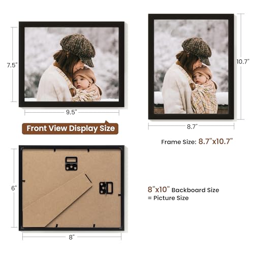 8x10 Picture Frame Set of 2,Display Pictures 8"x10",Black Photo Frame with Shatter Resistant Plexiglass,Picture Frames 8x1...