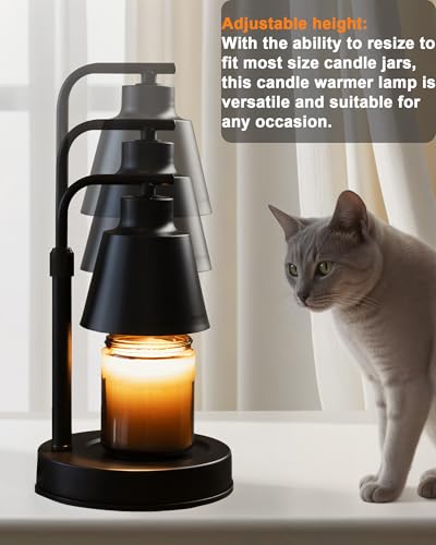 HONGZZI Candle Warmer Lamp with Timer - Adjustable Brightness & Height, 2 Free Bulbs Included | Wax Warmer Lamp for Jar Ca...