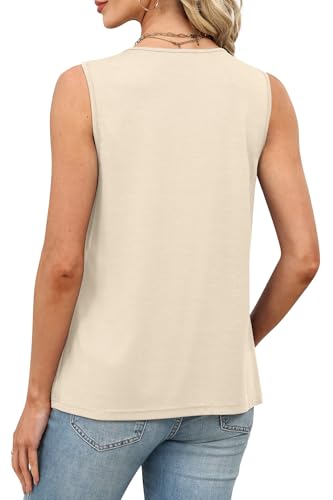 WIHOLL Flowy Tops for Women Business Casual Outfits Pleated Front Tank Tops Loose Fit