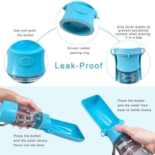 CORIMEI Portable Dog Water Bottle - 2-in-1 Dog Travel Water Bottle with Food Container & Bowl Dispenser, Leak-Proof, Light...
