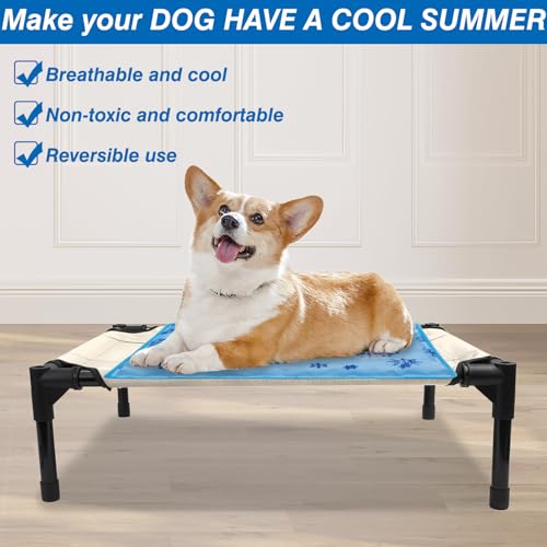 aingycy Dog Cooling Mat Water Injection Pet Cool Pads Dogs & Cats Pet Cooling Blanket for Outdoor Car Seats Beds (Azure, 3...