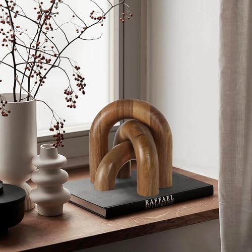 Oakrain 3 Pcs Wood Shelf Decor Aesthetic, Modern Aesthetic Home Decor Accent, Decorative Object for Coffee Table, Book She...