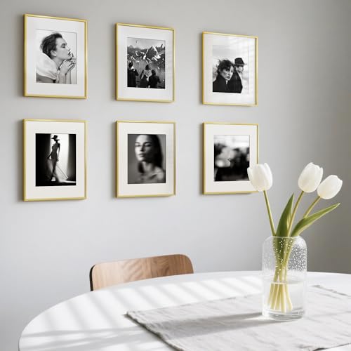 upsimples Aluminum 11x14 Picture Frame Gold, Display Photo 8x10 with Mat or 11 x 14 without Mat, Wall Hanging Metal Poster...