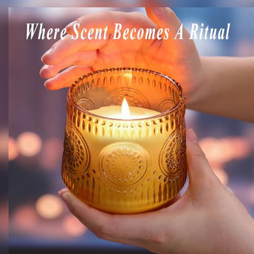 2 Pcs Soy Wax Scented Jar Candles Set, Vanilla Cinnamon & Cedar Balsam- Scented Candles for Home, 7.5oz Each, Up to 52 Hou...