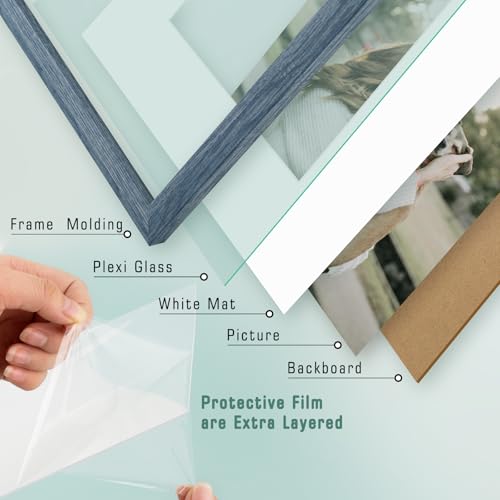 Golden State Art 12x12 Picture Frame with Mat for 8x8 Picture - Engineered Wood Shatter Resistant Plexiglass - Gallery Wal...