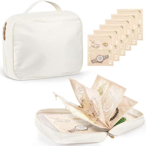 GSXRB Jewelry Organizer Travel Portable Earring Necklace Ring Jewelry Organizer Large Capacity Foldable Multi-Layer Classi...