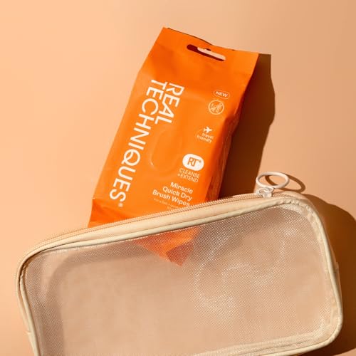 Real Techniques Miracle Quick Dry Brush Wipes, Remove Product Build-Up, Easily Switch Colors, Fast Drying, Convenient Make...