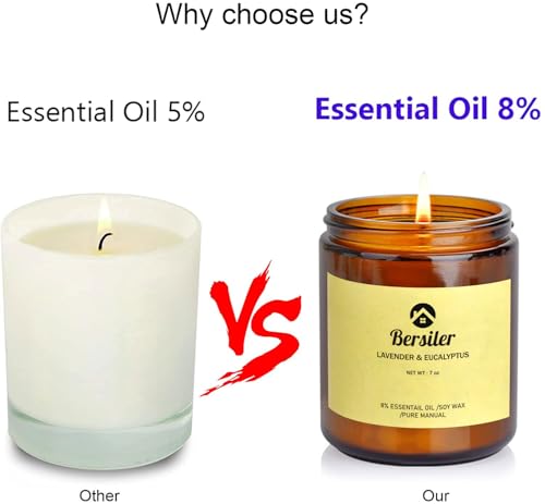 Bersiler Aromatherapy Candles, Scented Candles, 7OZ Lavender Eucalyptus Candles Stress Relief and Relax for Home & Bedroom...