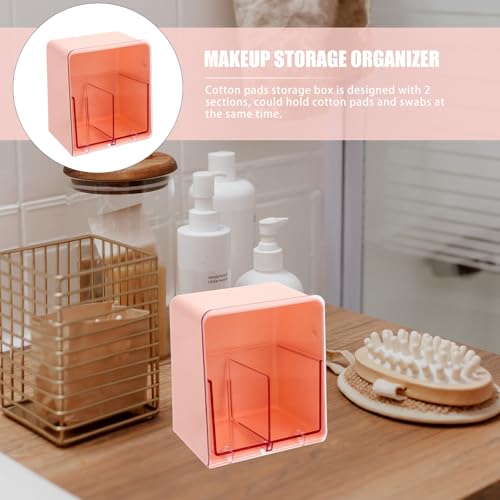 Cotton Pad Holder and Makeup Storage Organizer, Double-Layer Desktop Storage Box with Dustproof Lid, for Bathroom and Dres...