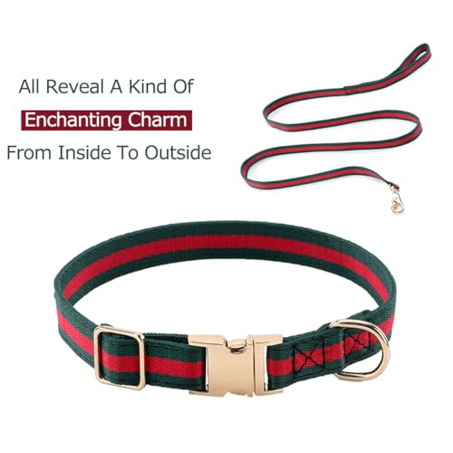 Stylish and Elegant Dog Collar,Adjustable Metal Belt Buckle, Durable High Density Fabric for Comfortable Pet Dog Collar an...