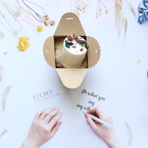 Brown Gift Boxes with Ribbon – 4x4x4" Foldable Paper Boxes with Lids, Set of 10, Eco-Friendly Small Kraft Present Boxes fo...