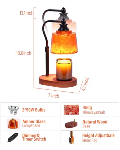 ZAXLZMHSD 3-in-1 Candle Warmer Lamp with Timer Dimmable, Himalayan Salt Lamp & Passive Diffuser, Gifts for Women, House Wa...