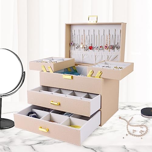 Dajasan Jewelry Organizer Box, Jewelry Holder Organizer Box, PU Leather Jewelry Box, Gift Idea for Valentine's Day, Birthd...