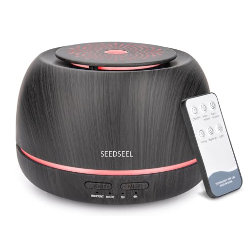 SEEDSEEL 300ML Essential Oil Diffuser,Ultrasonic Aromatherapy Diffuser, 7-Color Gradient Lights, Remote Control, 8 Hours R...