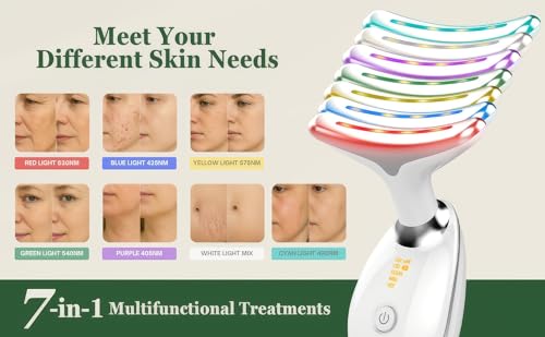 Eden & Elm - Face & Neck Sculpting Massager – 7 Color LED Beauty Tool for Firm-Looking Skin, Jawline Contouring & Daily Li...