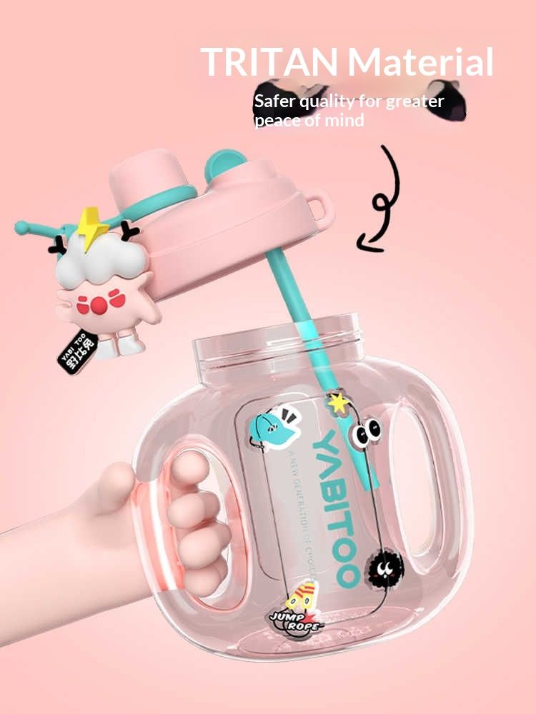 Large-Capacity Straw Water Bottle For Girls Fitness And Sports