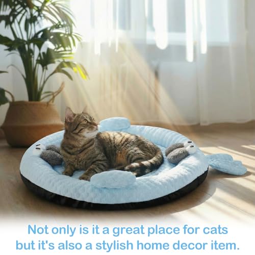 Hillban Cat Cooling Mat Fish Shaped Pet Cooling Mat for Cats or Small Dogs 24.8'' x 20.47'' Cat Cool Bed Soft and Comforta...